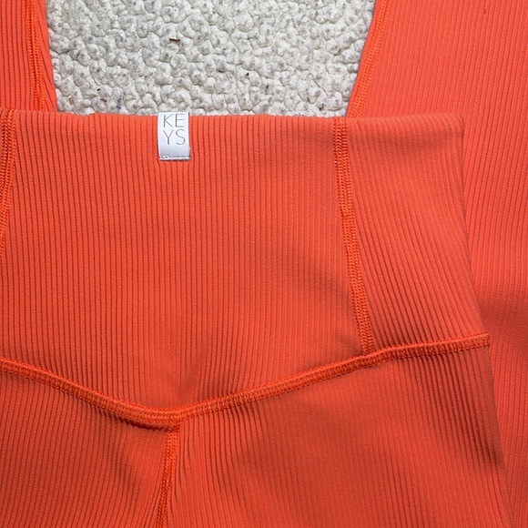 Athleta + Alicia Keys Orange Ribbed Leggings NWOT small - Picture 4 of 8